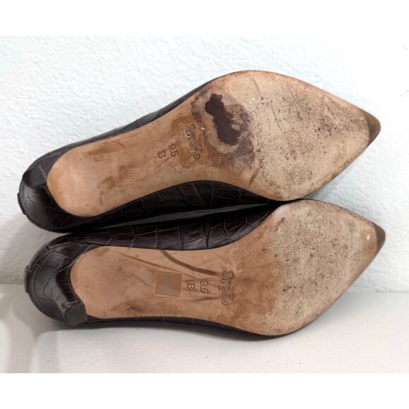 Coach Smith Classic Crocodile Chestnut Leather Heels Size 9.5B - Picture 12 of 13